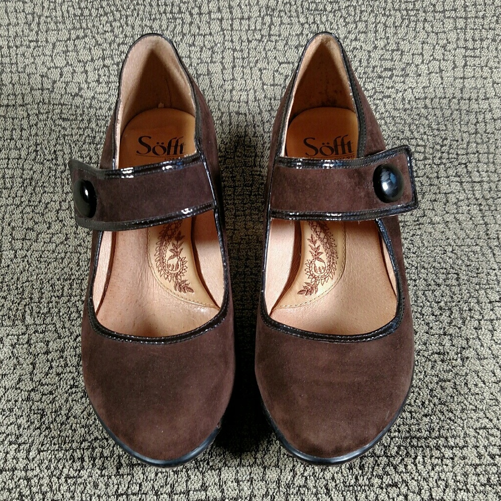Sofft Brown Mary Jane Suede Pumps